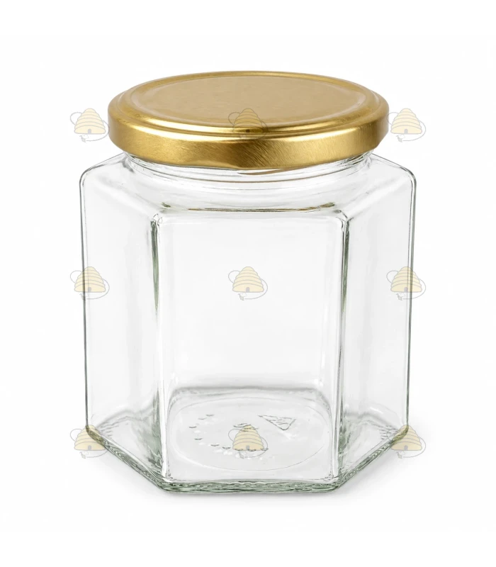 Sechseckglas 390 ml / 500 g mit Deckel